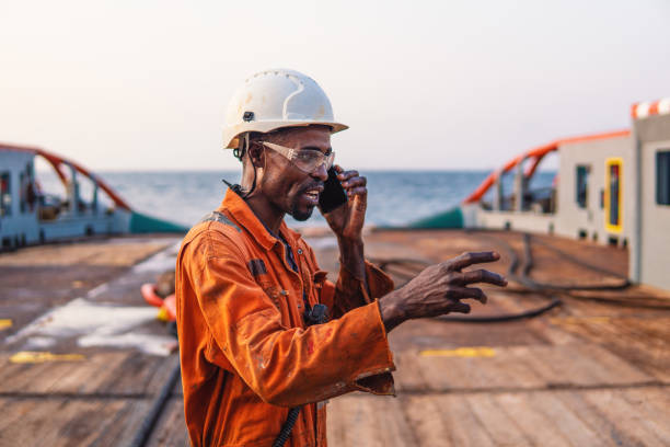 istock Marine Deck Officer or Chief mate on deck of vessel or ship 1068300434