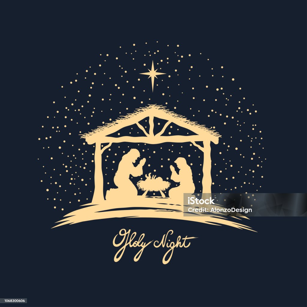 Birth of Christ Christmas night. Vector illustration. Nativity Scene stock vector