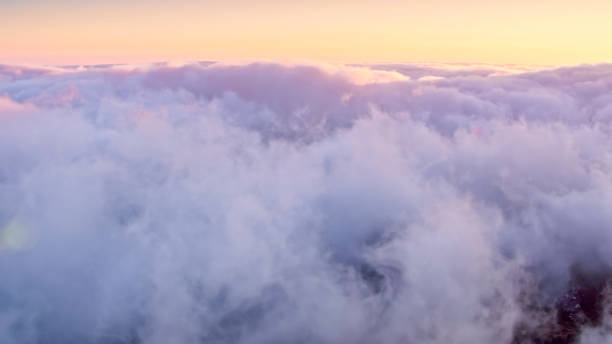 istock Aerial view of the puffy clouds at sunset 1068309104