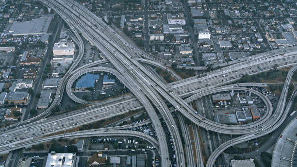istock Aerial view of highway intersection in California, USA 1068309212