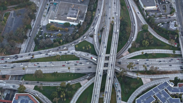 istock Aerial view of highway intersection in California, USA 1068309214