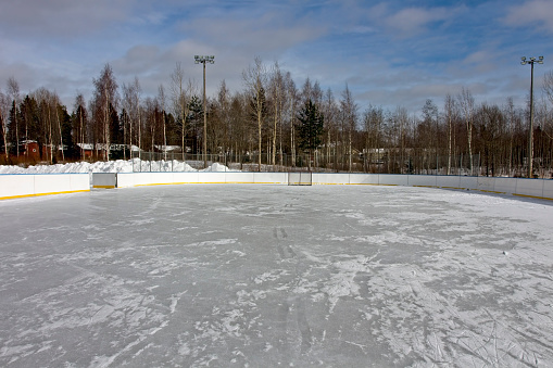 empty ice hockey field outdoors