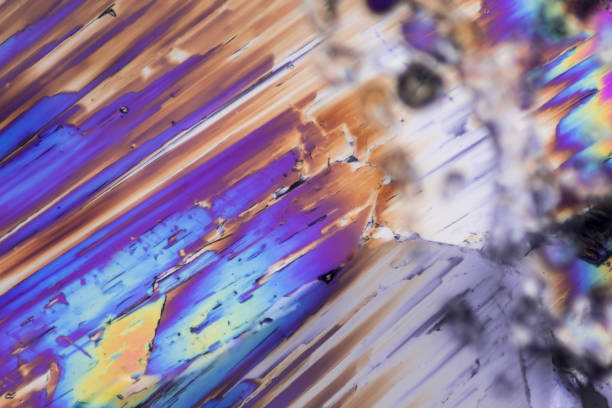 Vitamin C, citric acid etc. dissolved or crystals extracted from wine etc., taken with a polarization microscope. Besides scientific objectives, we pursue fun and beauty as design.