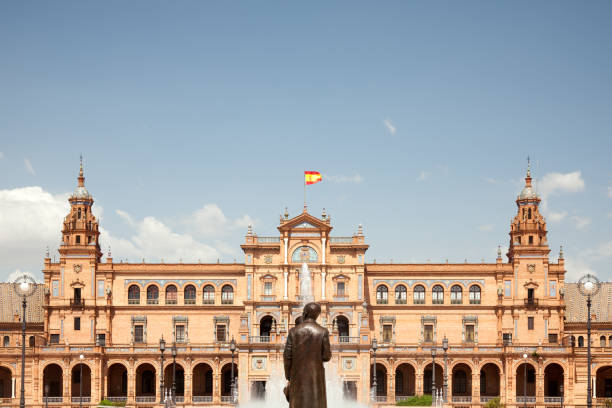 plaza de espana, siviglia, spagna - national landmark architectural styles sevilla seville foto e immagini stock