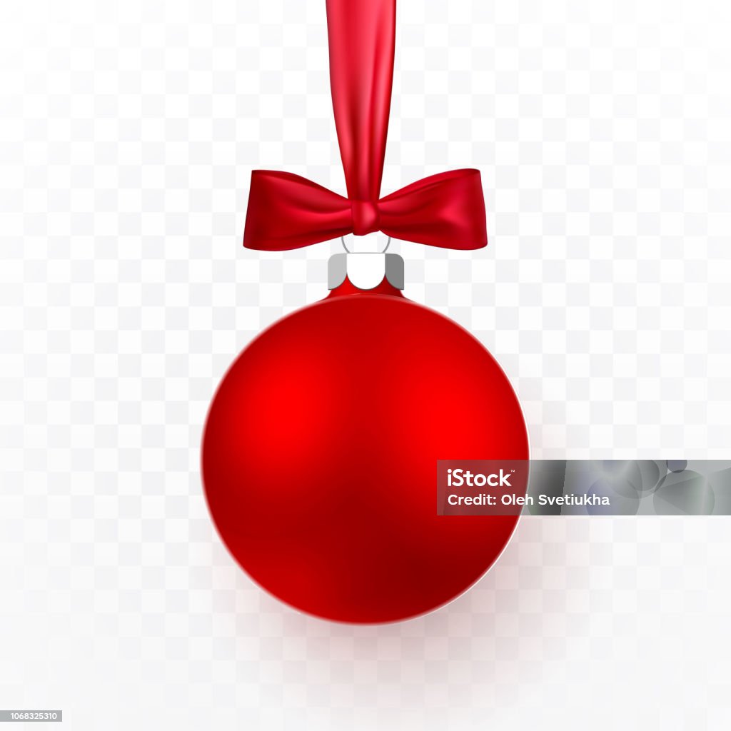 Vetores de Bola De Natal De Vermelho Com Laço Vermelho Esfera De Vidro Xmas  Em Fundo Transparente Modelo De Decoração Do Feriado Ilustração Vetorial e  mais imagens de Bola de Árvore de