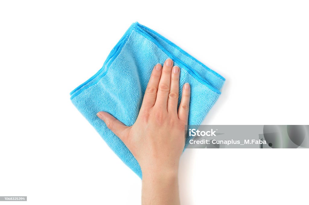 Hands Holding Cleaning Rag Microfiber Cloth Isolated on White Background  Stock Photo - Image of garage, home: 164874824