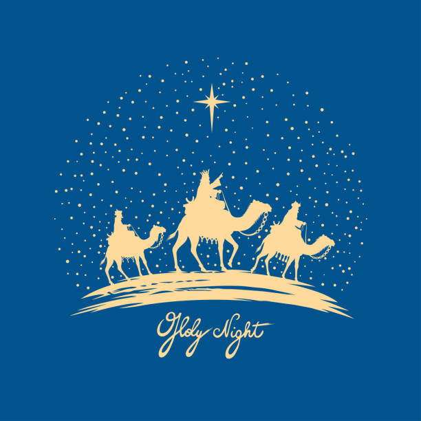 Three wise men Christian Christmas. Three kings. christmas three wise men camel christianity stock illustrations