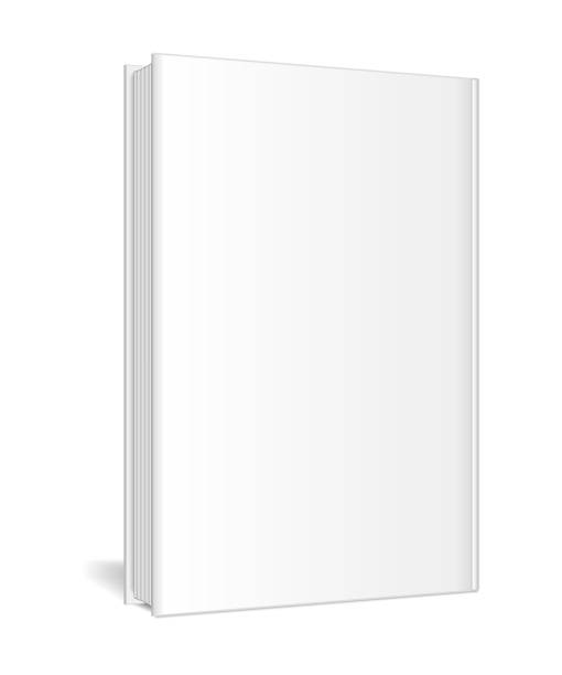 istock Mockup of a closed, vertically - standing book with pages on a white background. Perspective view. 1068340814