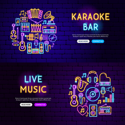 Music Website Banners. Vector Illustration of Sound Promotion.