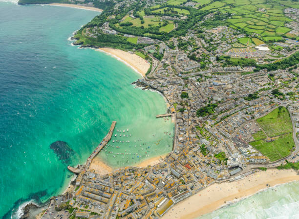 istock Aerial Views over St. Ives, Cornwall, England on a bright June day. 1068347132