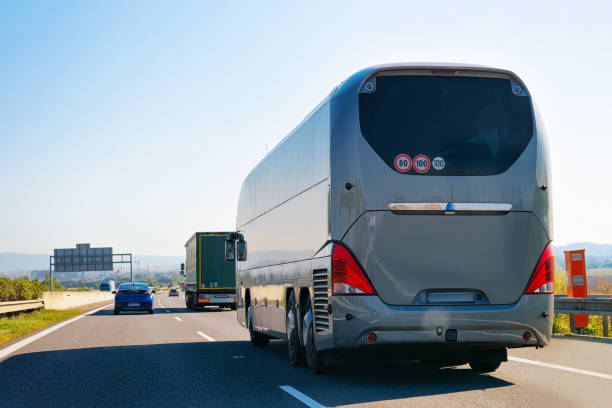 istock Tourist bus on road in Poland 1068349630