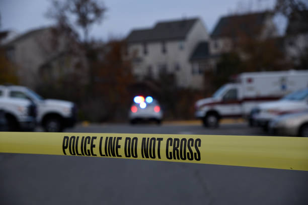 Active crime scene blocked off for investigation.