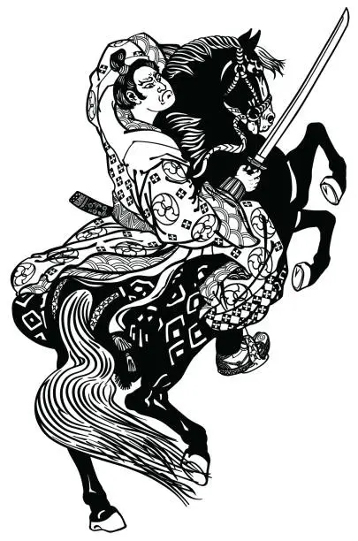 Vector illustration of Japanese noble samurai