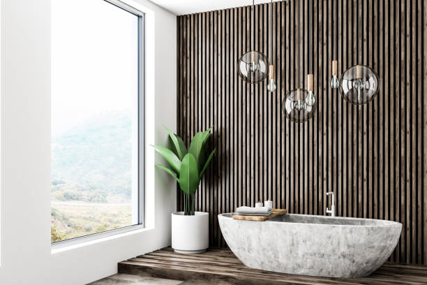 istock Loft wooden bathroom corner 1068358792