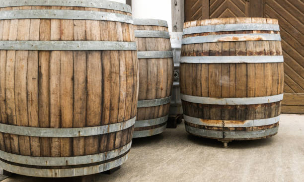 istock large brown wooden barrels or wine vats 1068359324
