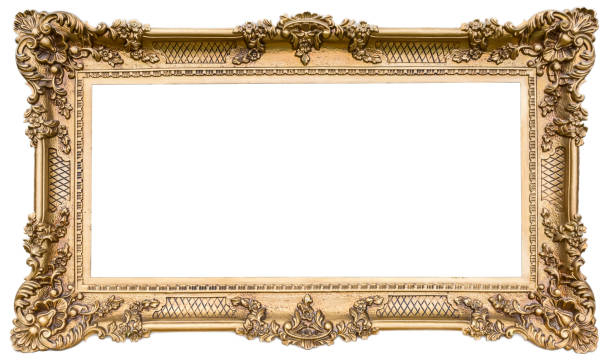 Ornate golden wooden frame as an isolated original