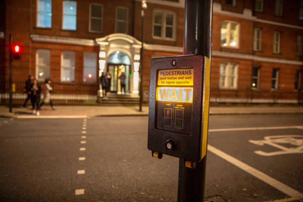 istock Pedestrian Crossing sign illuminated 1068364926