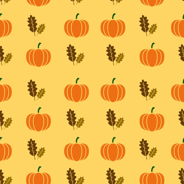 illustrations, cliparts, dessins animés et icônes de autumnal thanksgiving orange transparente motif citrouille et feuilles, feuilles illustration. - feast day abundance vegetable food