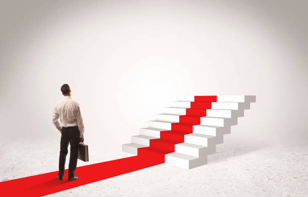 istock Steps to success concept with businessman 1068373628