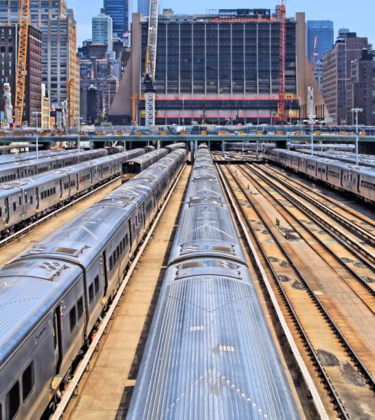 istock Top of train carriages 1068374852