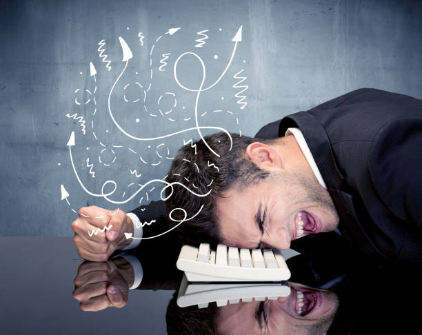 istock Business person with frustrated thoughts 1068379218