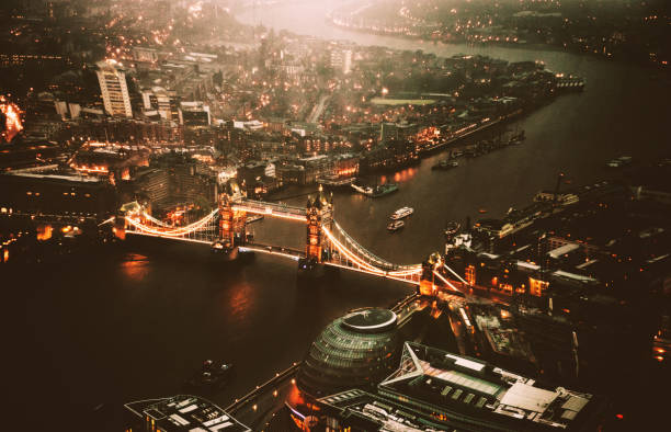 tower bridge aerial view at night