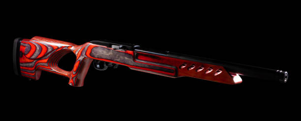 istock Semi automatic rifle that is red on a black background 1068384402