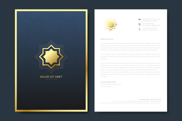 Elegant letterhead template design in minimalist style with Logo. Golden luxury business design for cover, banner, invitation, letterhead, branding card, brochure. Elegant letterhead template design in minimalist style with Logo. Golden luxury business design for cover, banner, invitation, letterhead, branding card, brochure dressing up stock illustrations