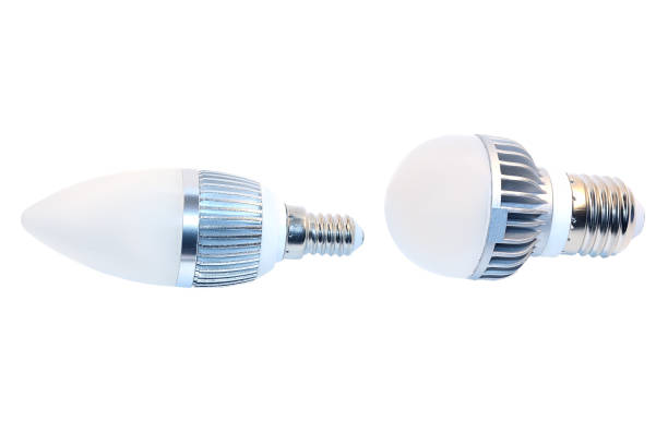 istock Led lamp with metal radiator isolated on white background 1068393268