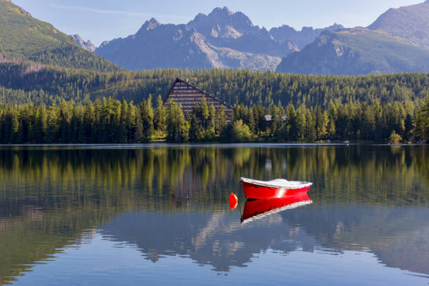 istock boat on mountain lake 1068394044