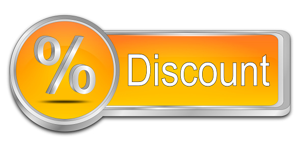 orange discount button - 3D illustration