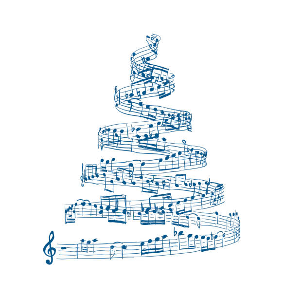 рождественская елка из нот. вектор - music musical note sheet music musical staff stock illustrations