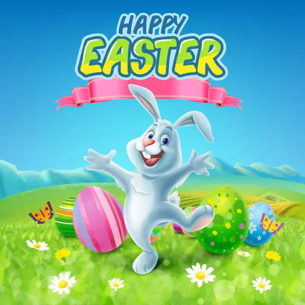 Vector illustration of happy easter