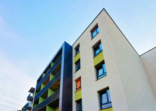 istock Contemporary apartment flat building exterior 1068442342