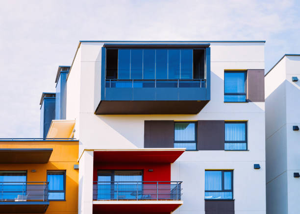 istock Contemporary luxury apartment flat building architecture 1068442422