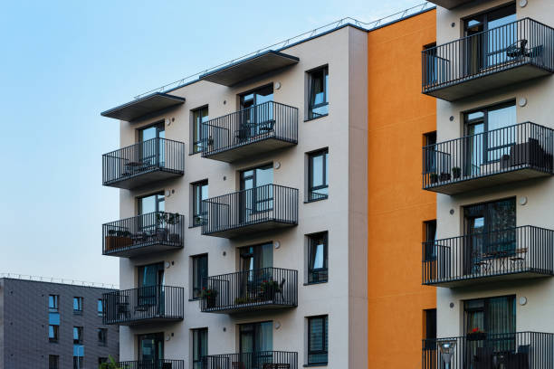 istock Facade of apartment flat building architecture 1068442668