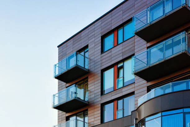 istock Facade of modern luxury apartment building 1068442884