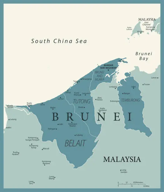 Vector illustration of 24 - Brunei - Vintage Murena Isolated 10