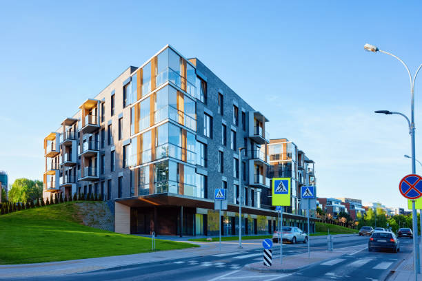 istock Modern flat apartment building real estate architecture outdoor 1068443682