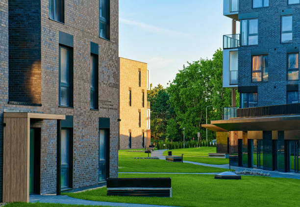 istock Modern residential apartment complex block architecture outdoor 1068447558