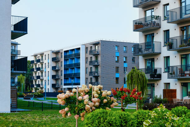 istock Modern residential apartment house complex block architecture outdoor 1068447762