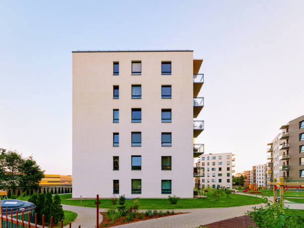 istock Modern residential apartment house complex outdoor facility 1068448812