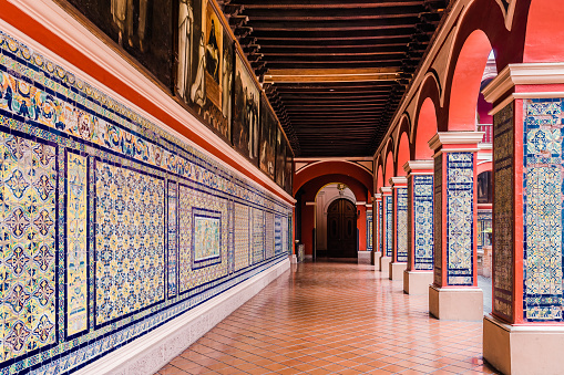 Gallery in a Catholic Church in the center of the capital of Peru-Lima