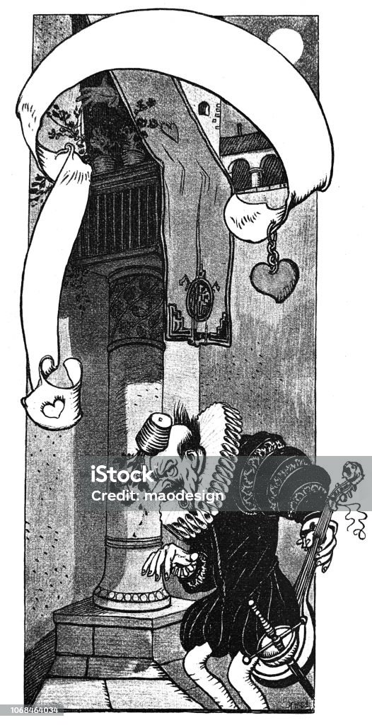 Royal joker get a pot on the head - 1896 1896 stock illustration