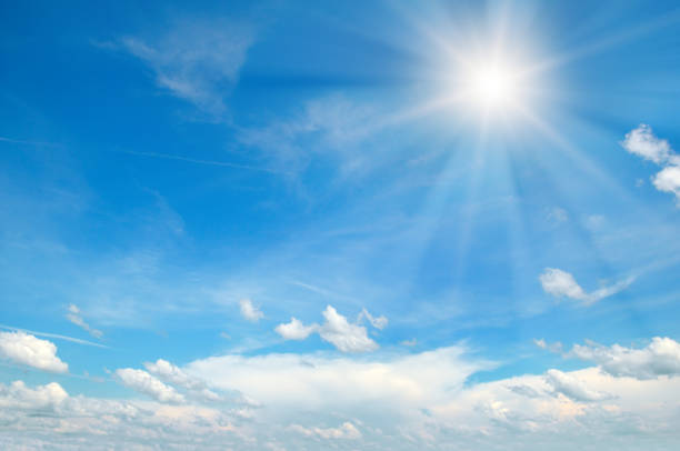 istock Couds in the blue sky. Bright midday sun illuminates the space 1068465154