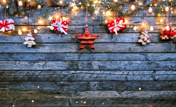 istock Christmas rustic background with wooden planks 1068469970