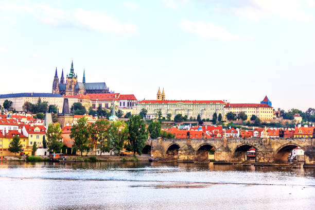 istock Charlse Bridge and Vltava river view with Prague Castle on the background 1068470104