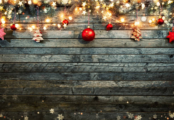 istock Christmas rustic background with wooden planks 1068470336