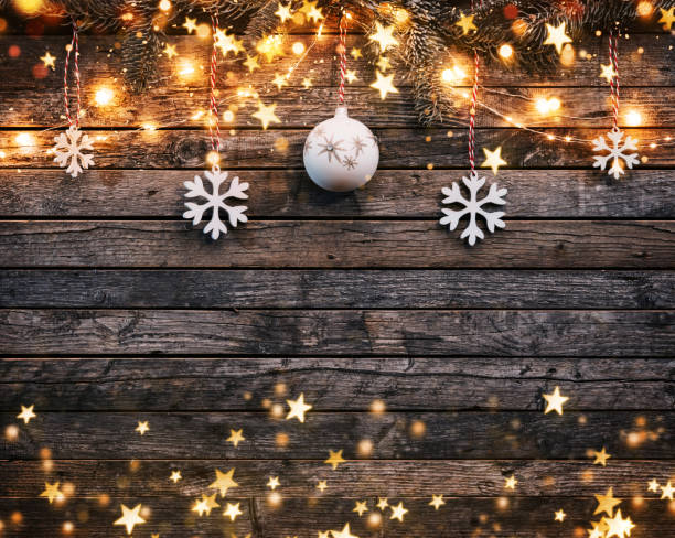 istock Christmas rustic background with wooden planks 1068470730