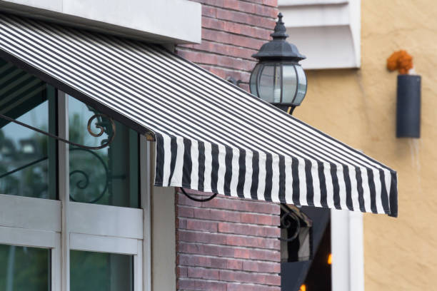 istock black and white striped awning, shading canvas. 1068472406